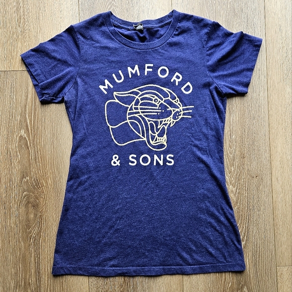 Women's Blue Graphic Mumford & Sons Band Tee Short Sleeve Tee Shirt | Medium - Picture 1 of 8